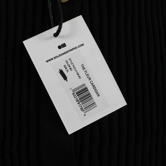 Solid Striped Sweater Womens XL The Fleur Cardigan Black Ribbed Minimalist Chic - Picture 4 of 10